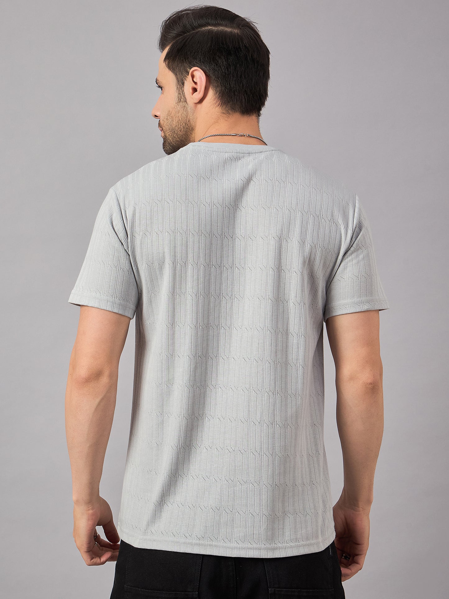 Textured Crew Neck Tshirt Light Grey - Reprise