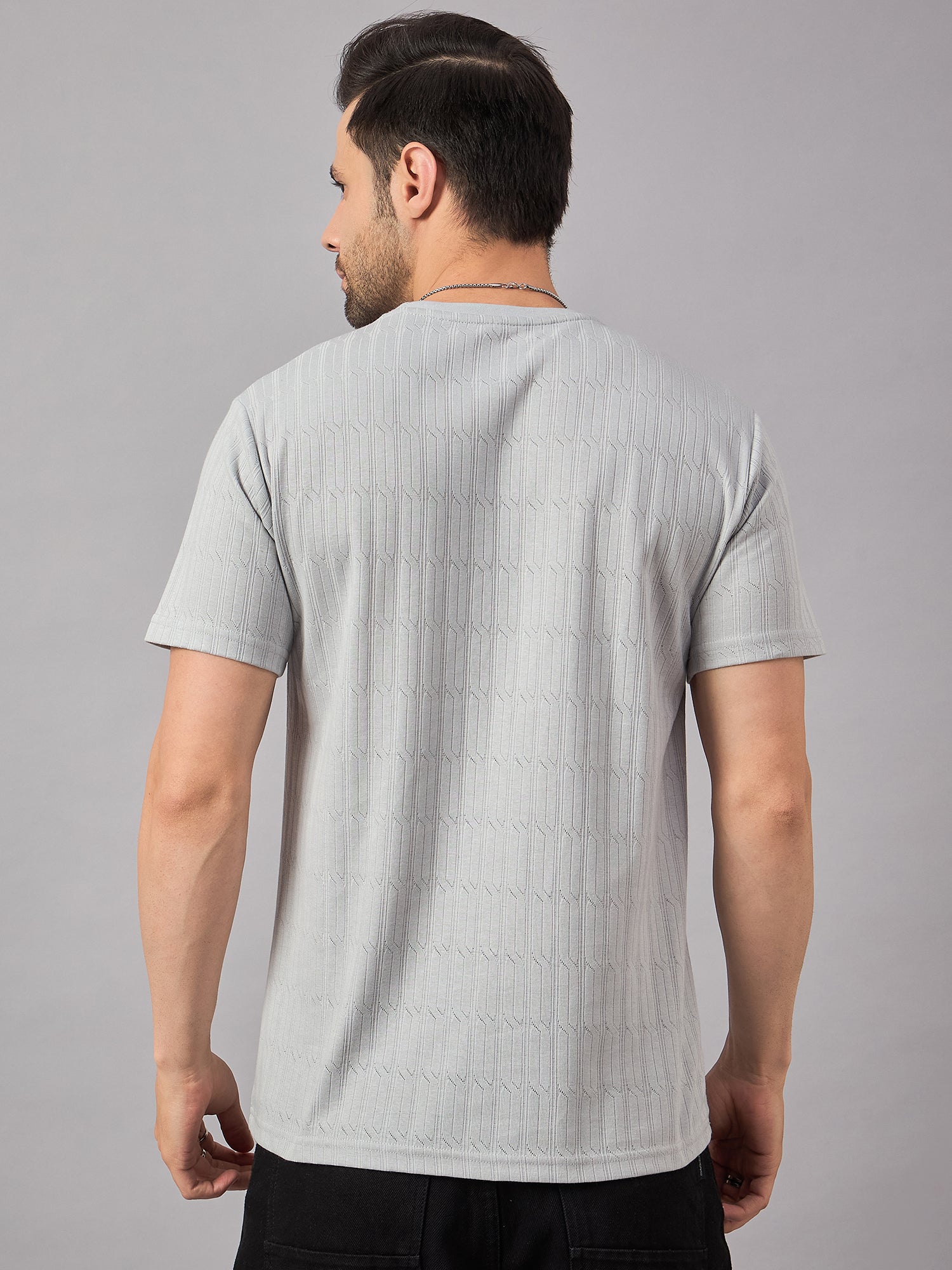 Textured Crew Neck Tshirt Light Grey - Reprise