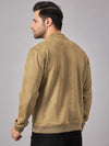 Stand Collar Bomber Suede Jacket Tan - Reprise