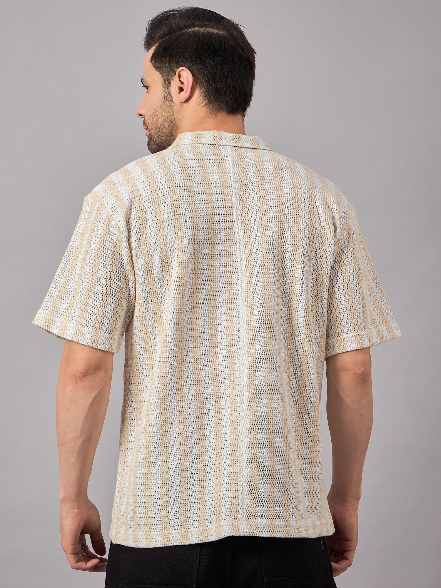 Grey & White Stripe Shirt Beige - Reprise