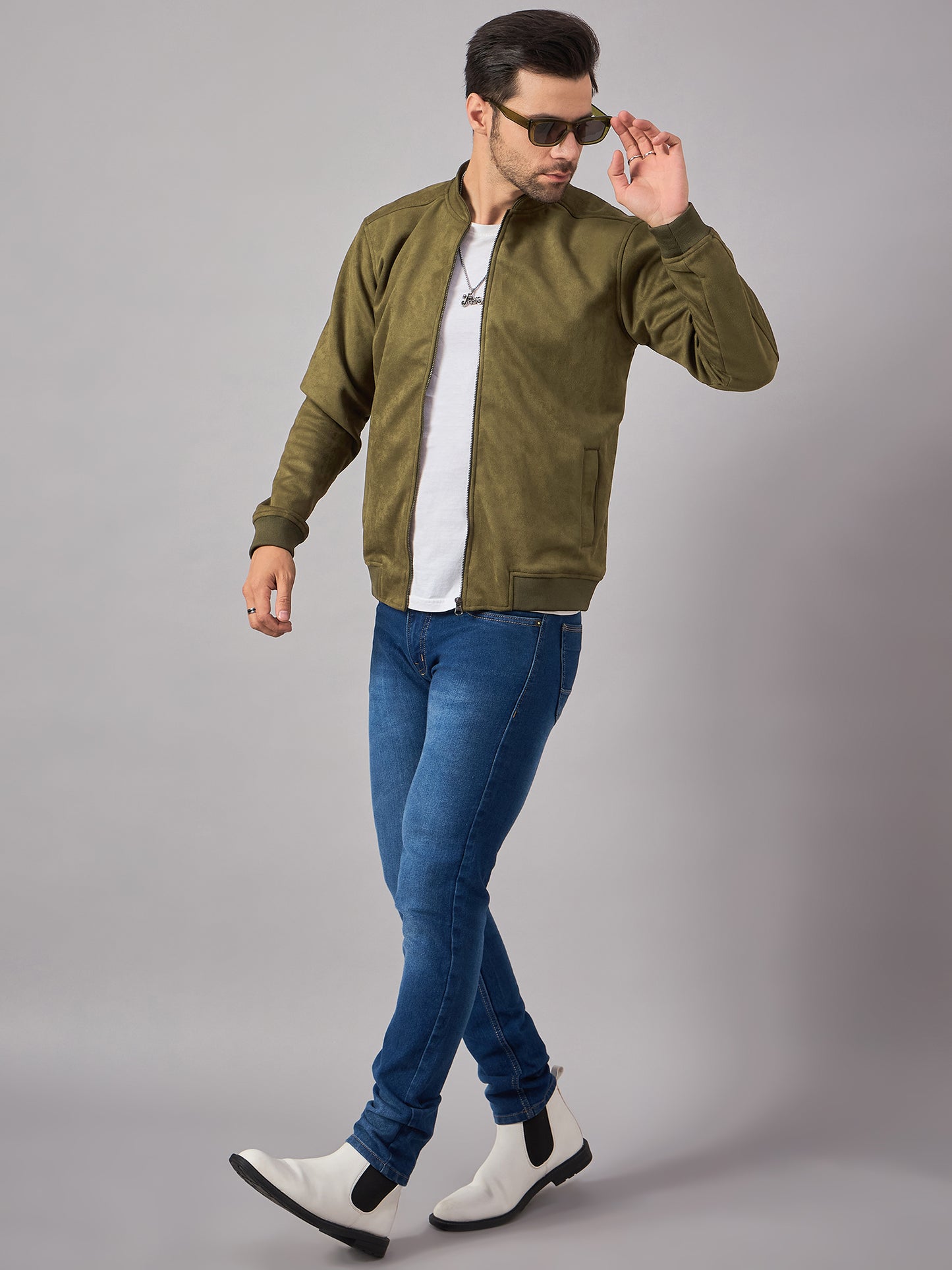 Mens Suede Jacket Olive - Reprise