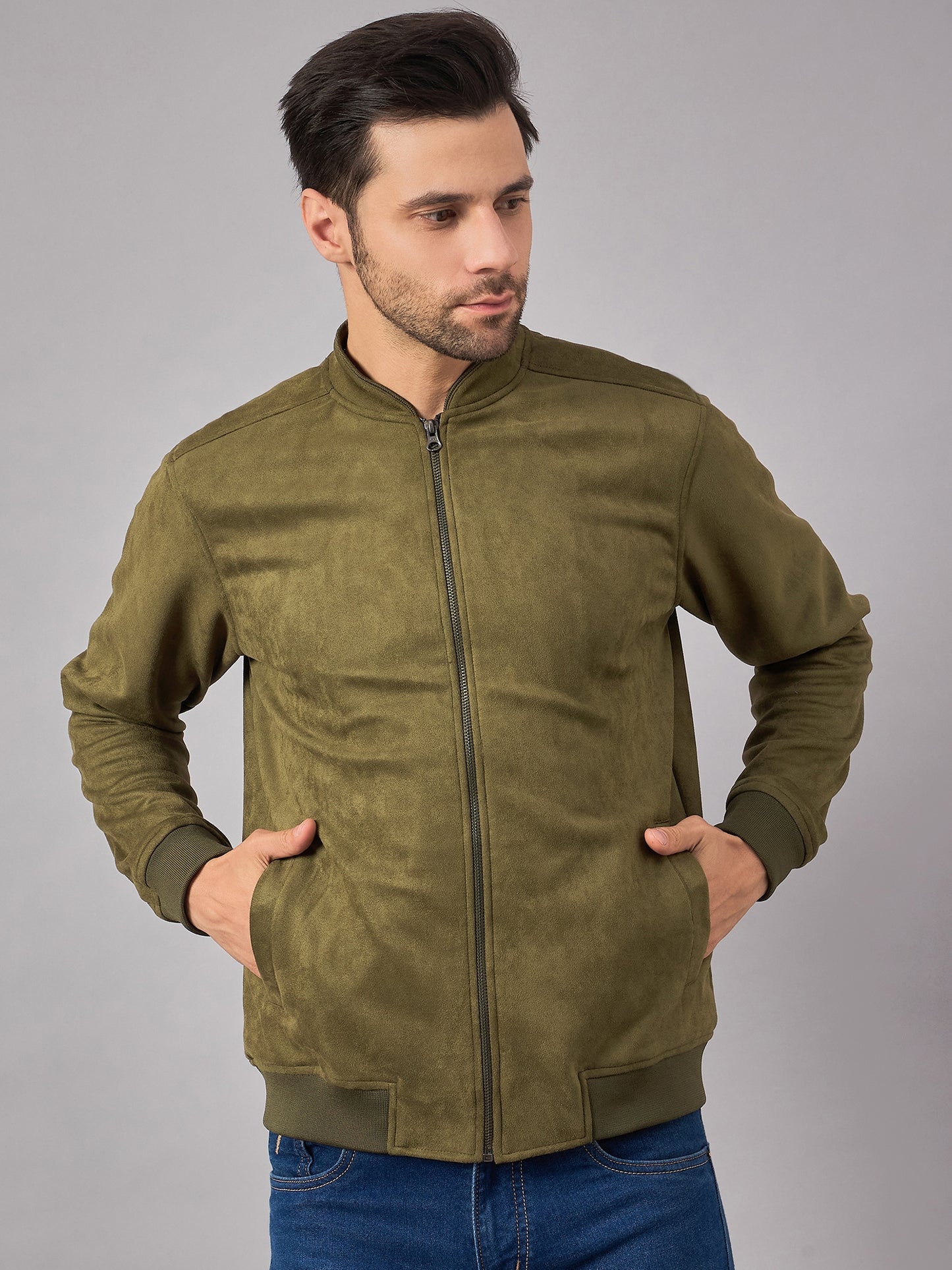 Mens Suede Jacket Olive - Reprise