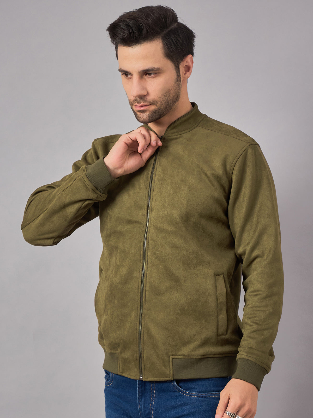 Mens Suede Jacket Olive - Reprise
