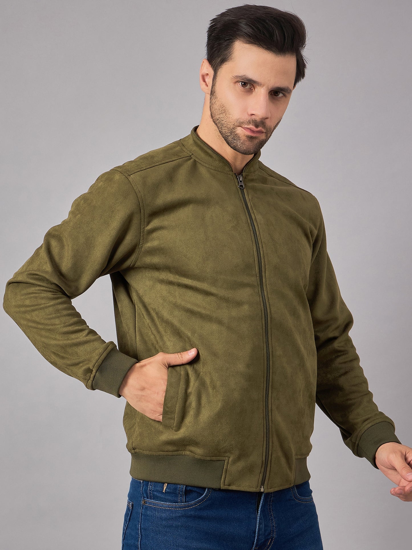Mens Suede Jacket Olive - Reprise