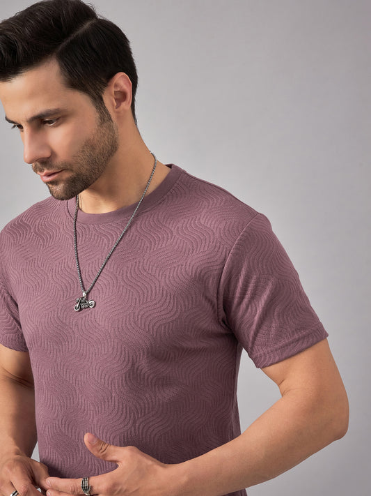 Textured Crew Neck Tshirt Mauve - Reprise