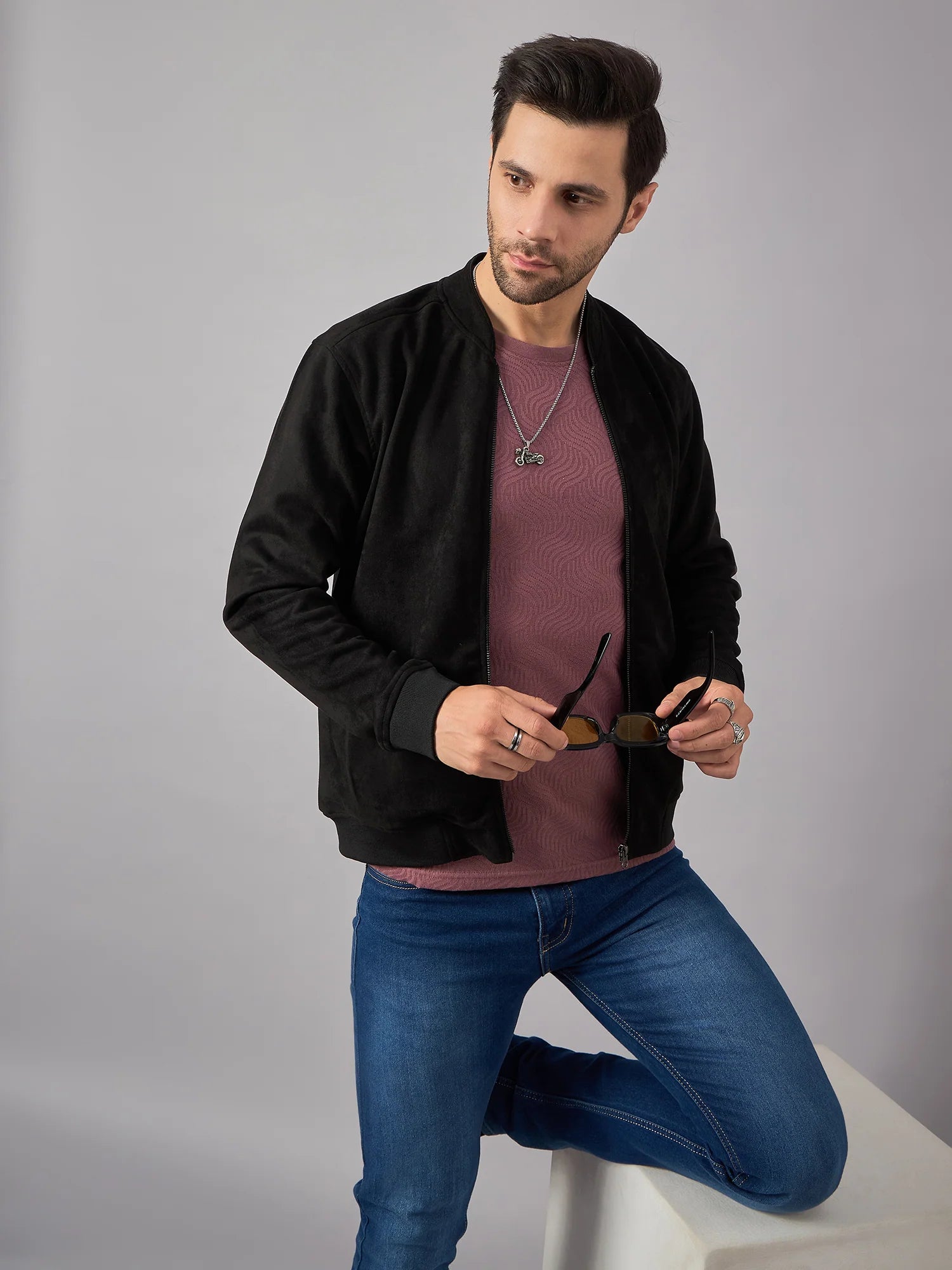 Men Suede Jacket Black - Reprise