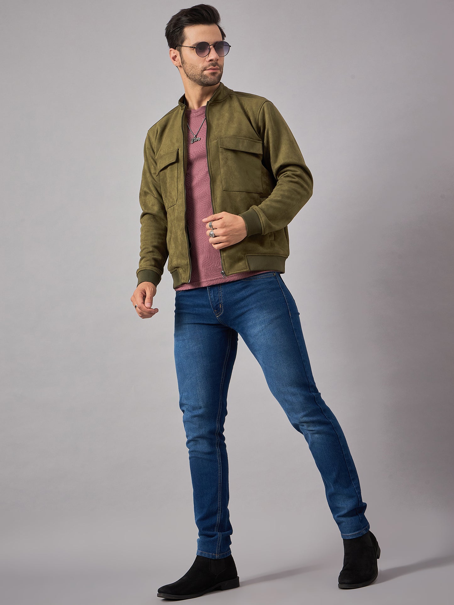 Mens Suede Jacket Olive - Reprise