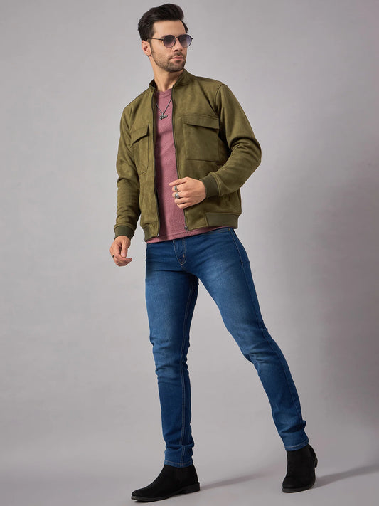 Men Suede Jacket Olive