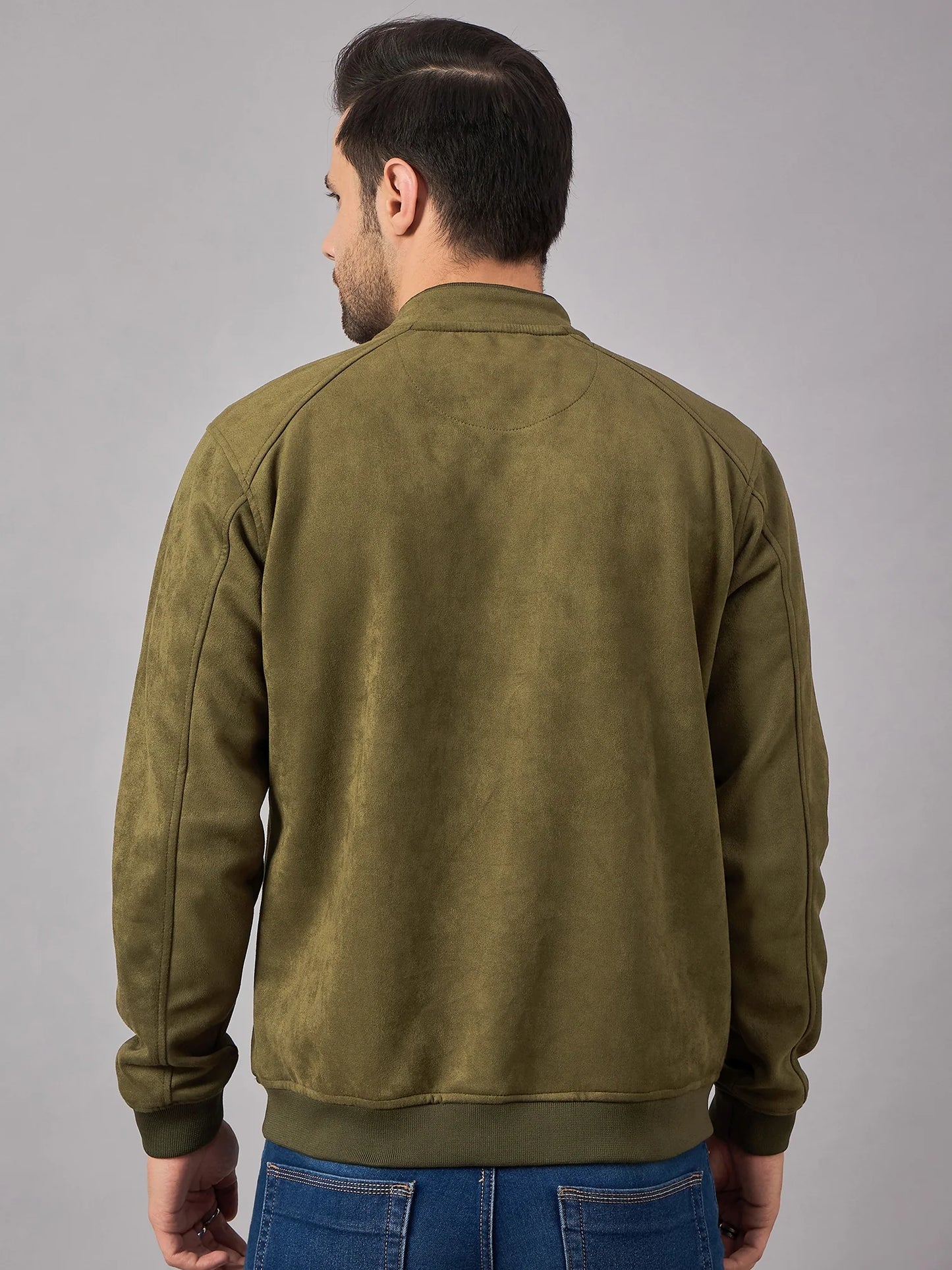 Men Suede Jacket Olive - Reprise
