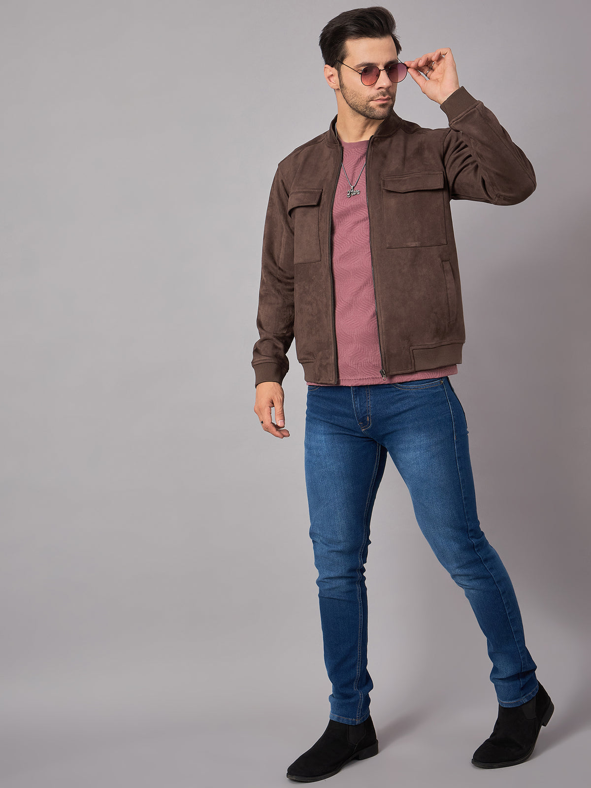 Mens Suede Jacket Brown - Reprise