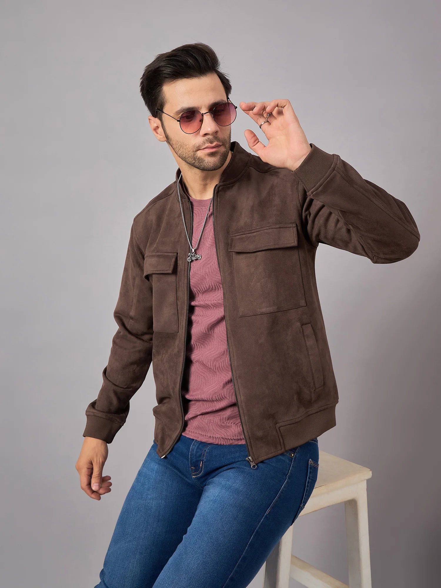 Men Suede Jacket Brown - Reprise
