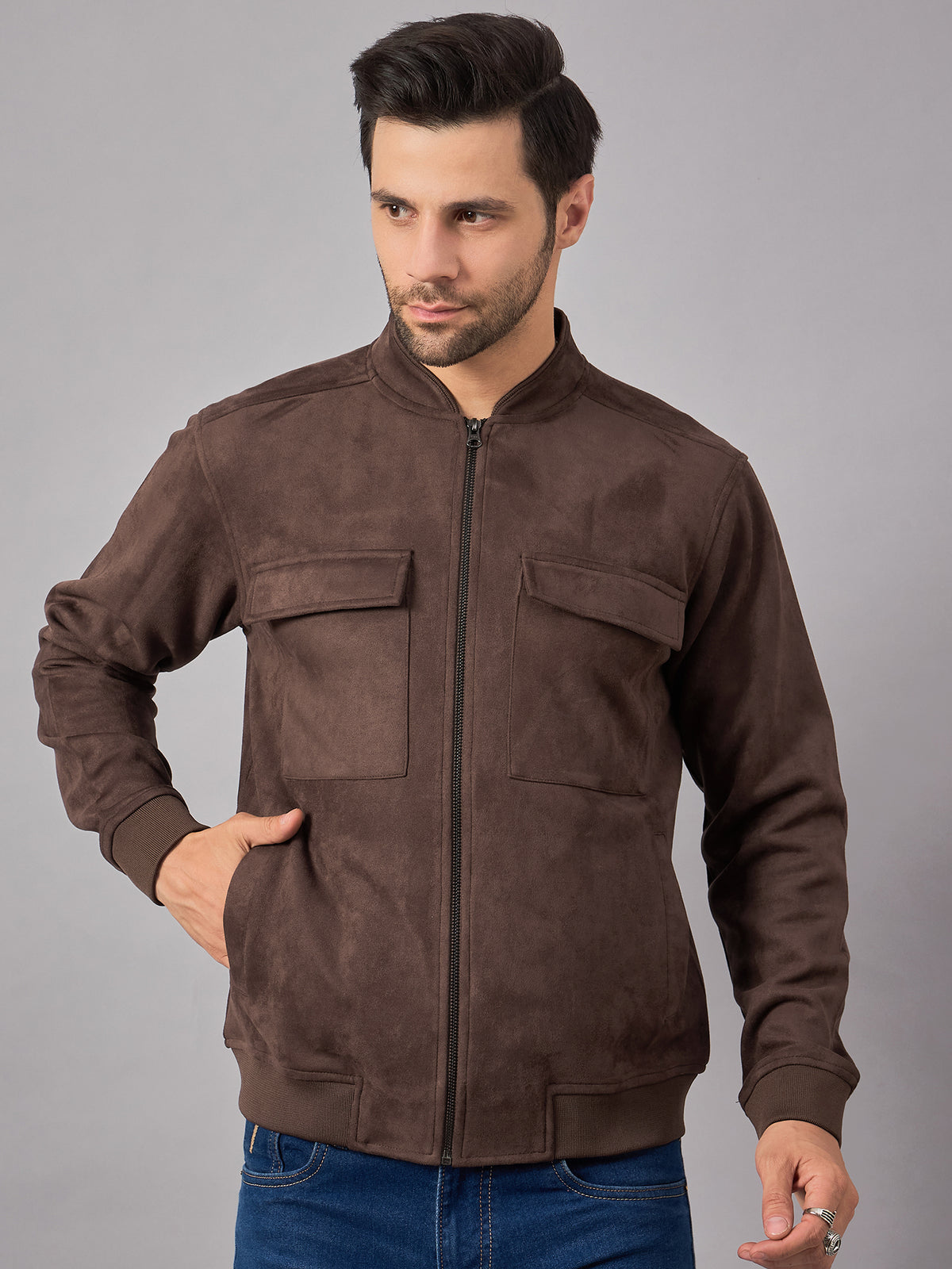 Mens Suede Jacket Brown - Reprise