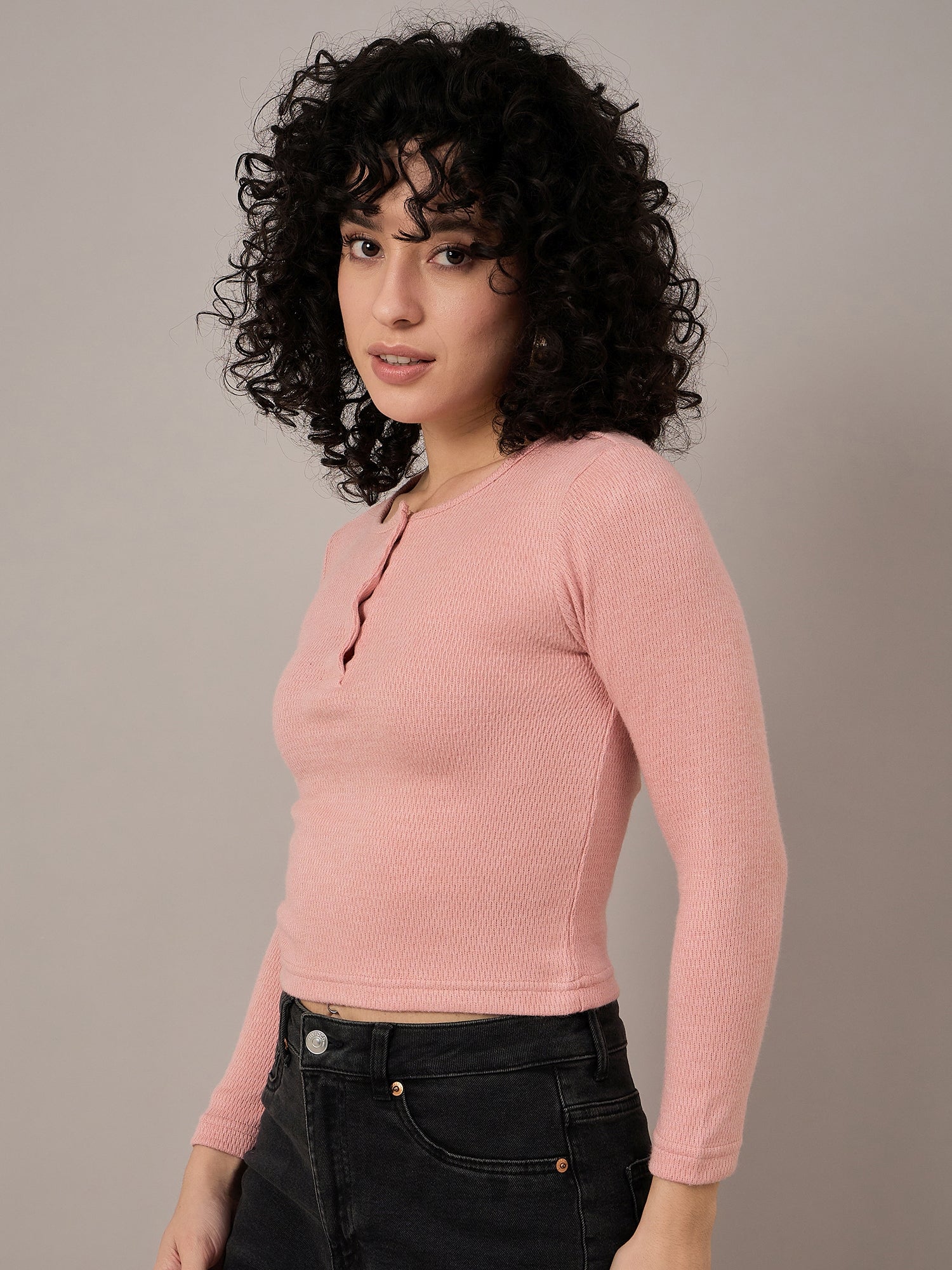 Women Pink Henley - Reprise