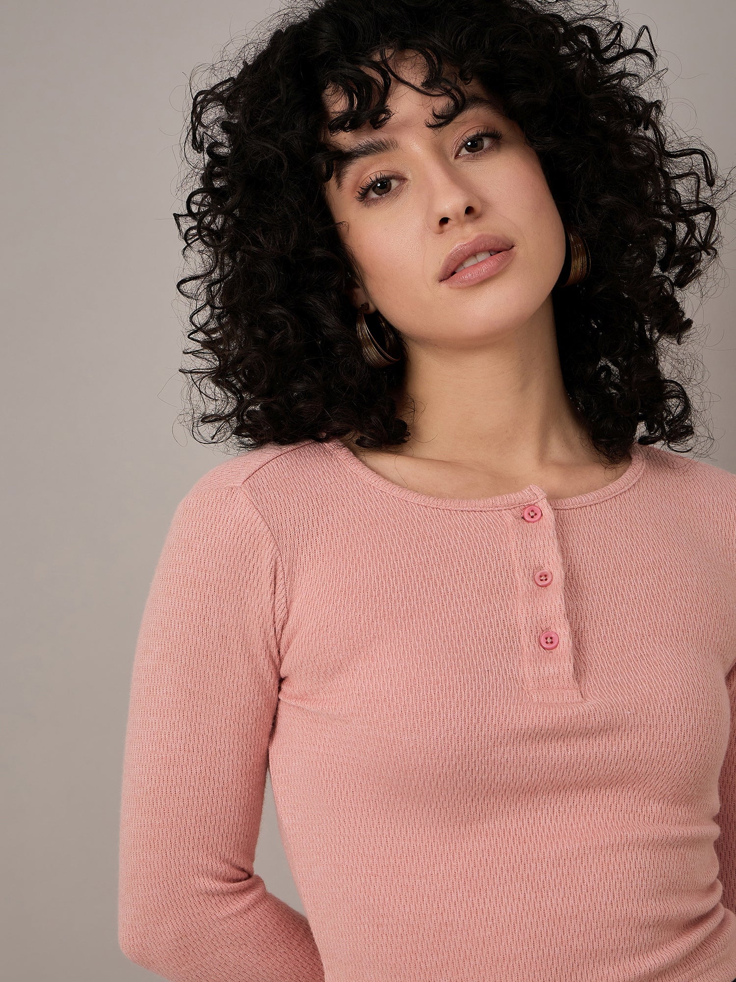 Women Pink Henley - Reprise
