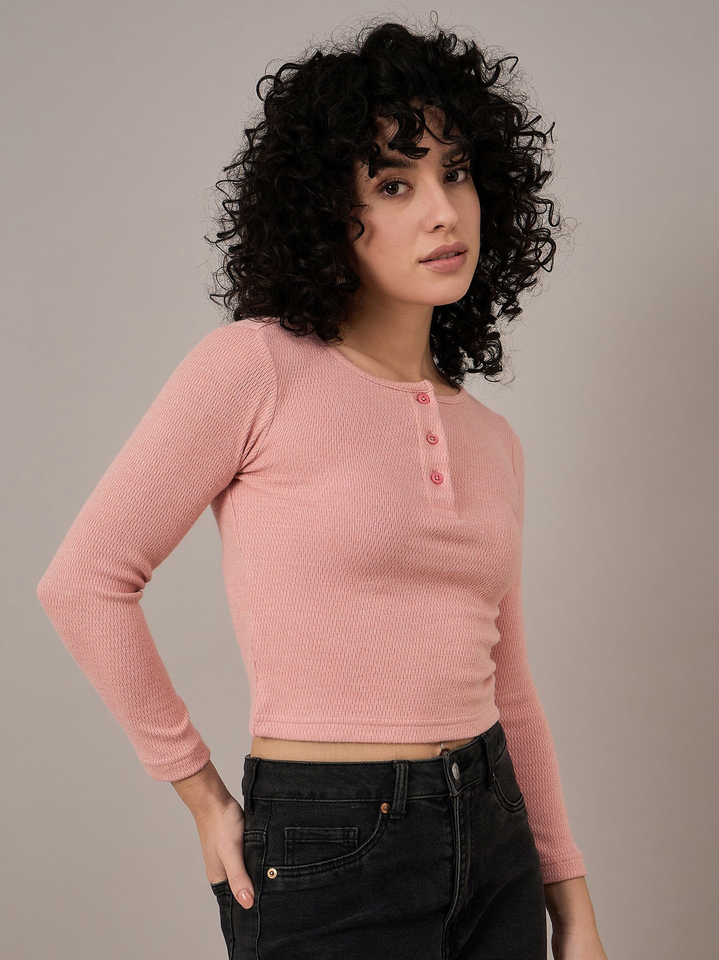 Women Pink Henley - Reprise