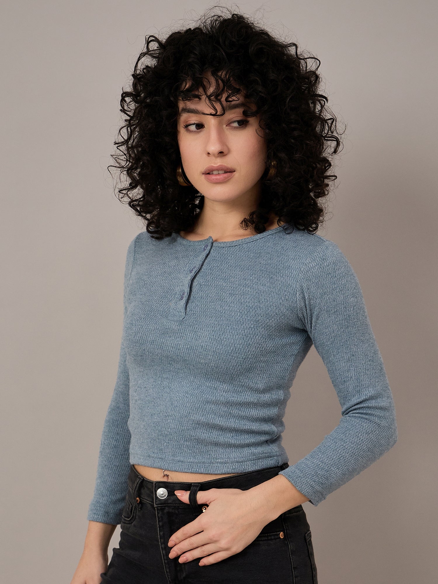 Women Blue Henley - Reprise