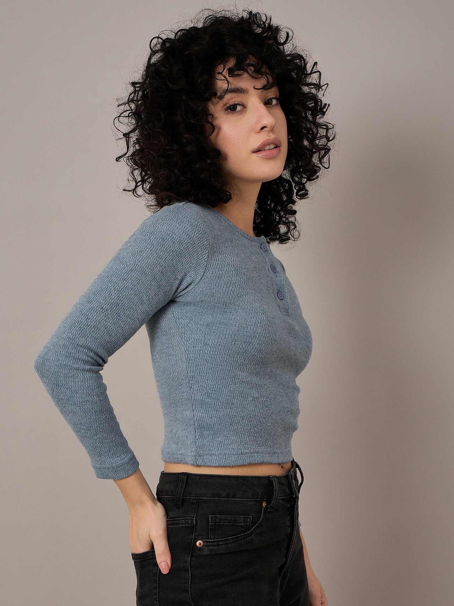 Women Blue Henley - Reprise