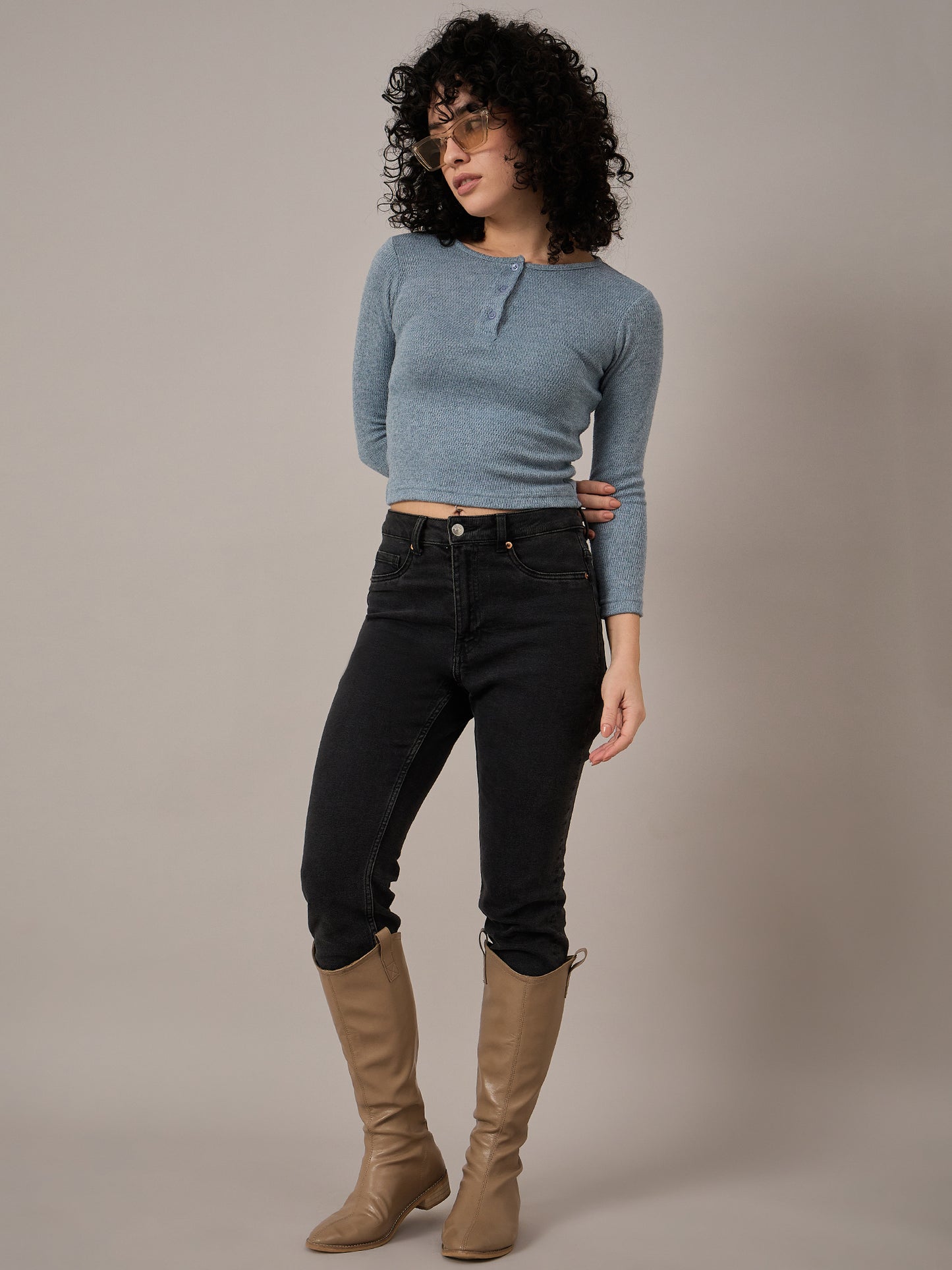 Women Blue Henley - Reprise