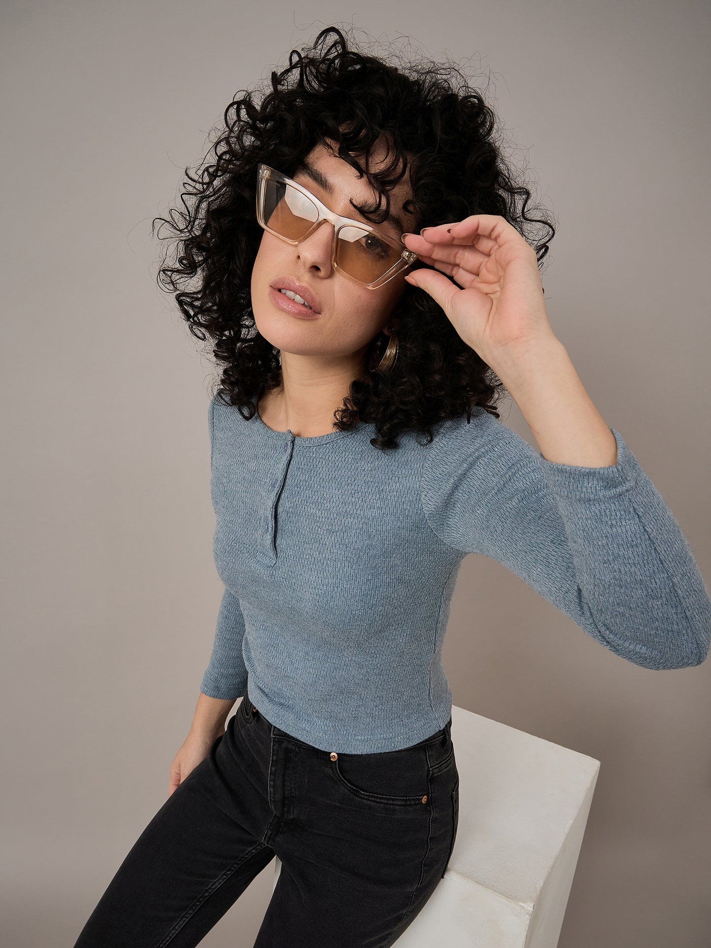 Women Blue Henley - Reprise