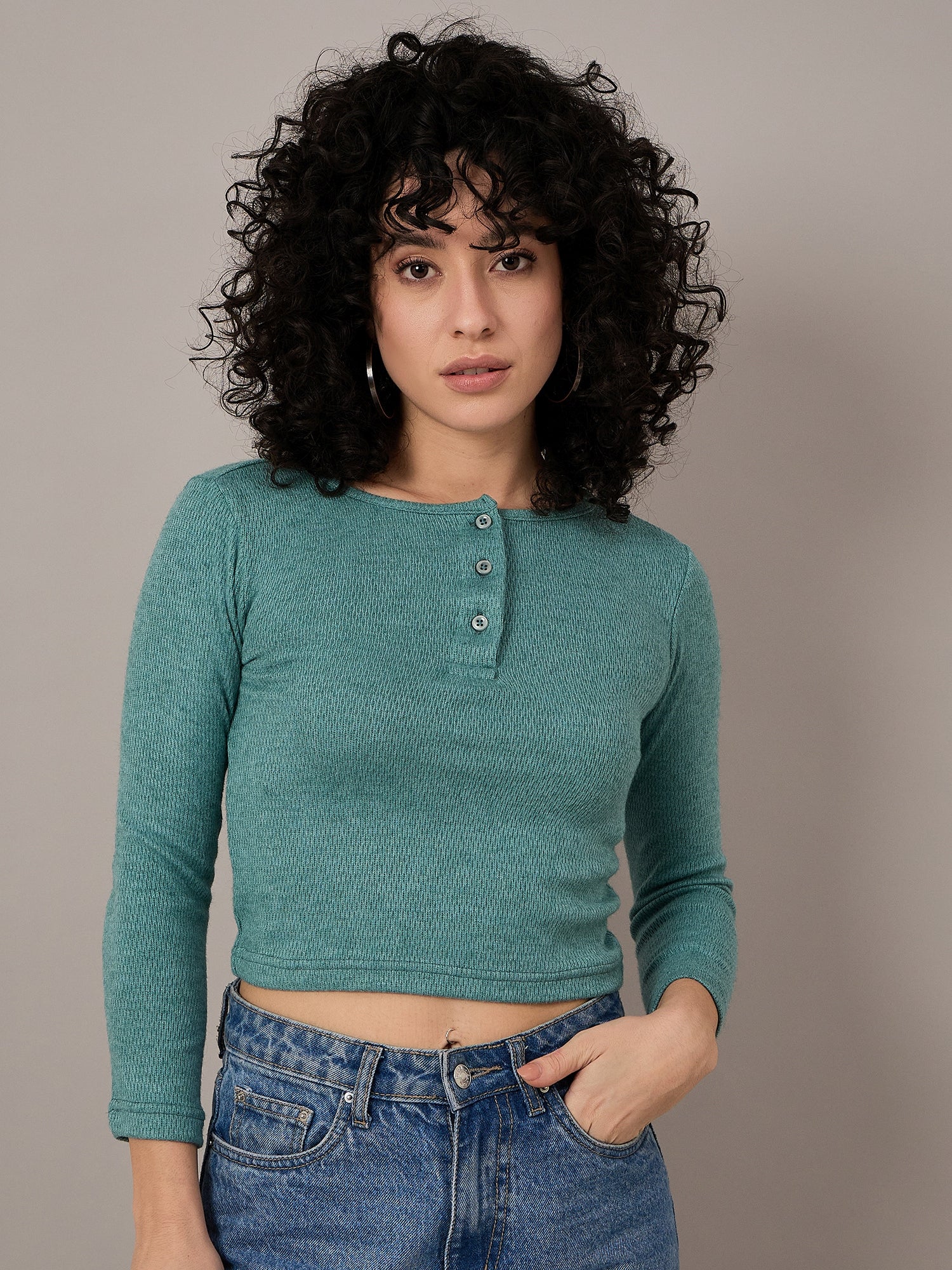 Women Green Henley - Reprise