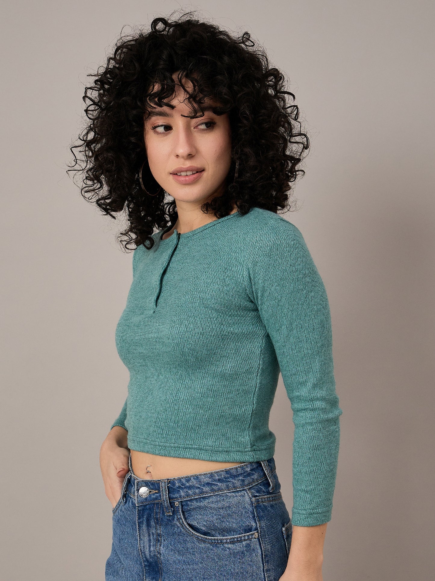Women Green Henley - Reprise