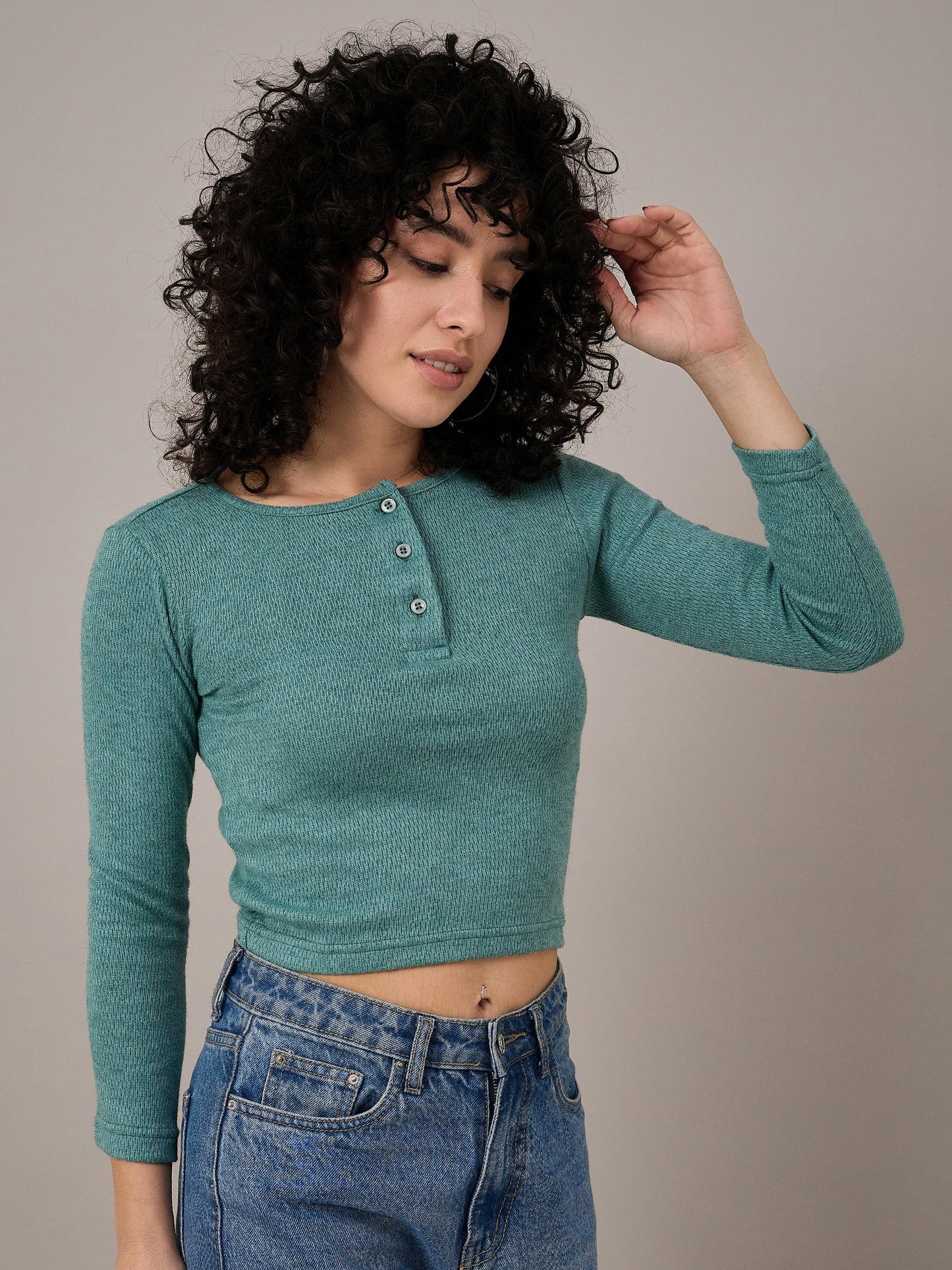 Women Green Henley - Reprise