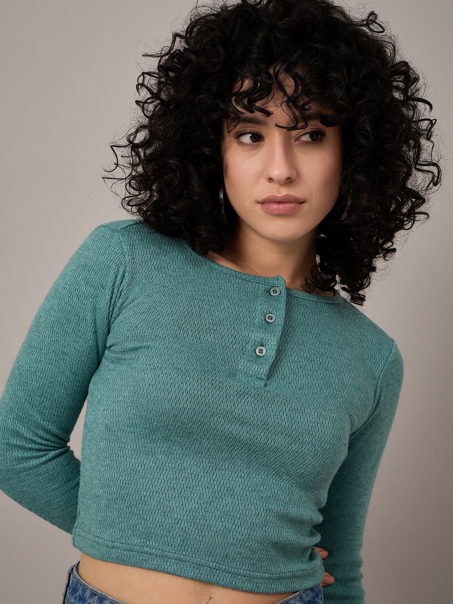 Women Green Henley - Reprise