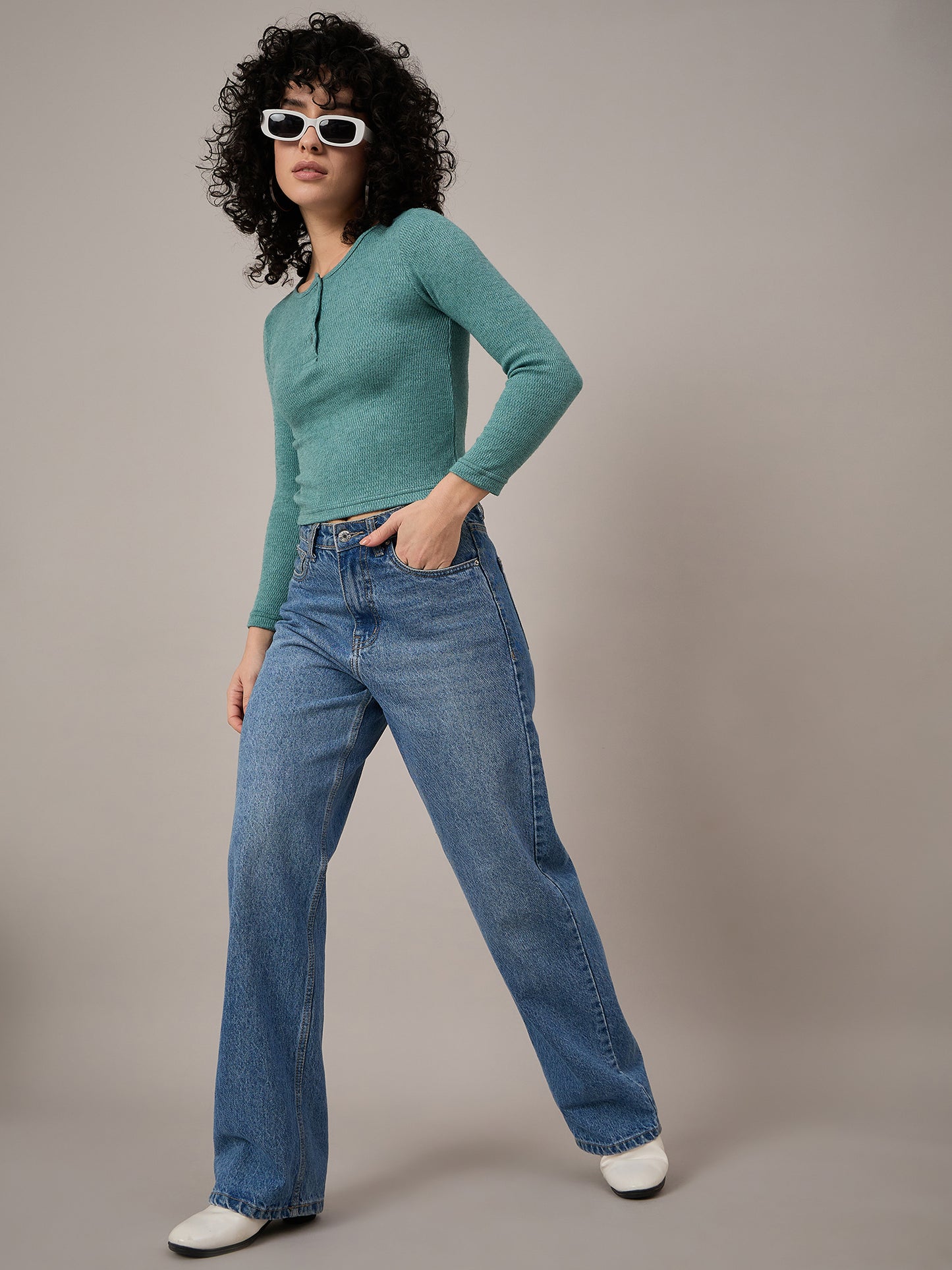 Women Green Henley - Reprise