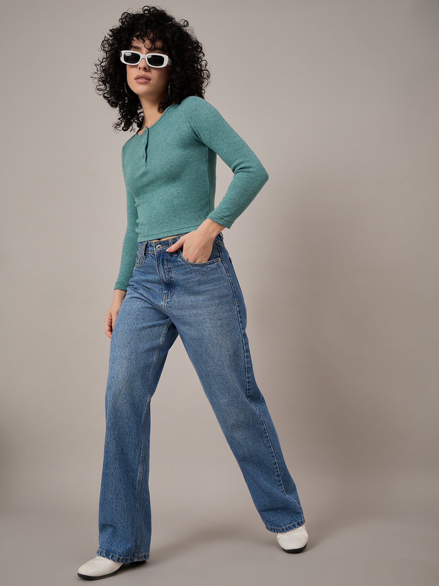 Women Green Henley - Reprise