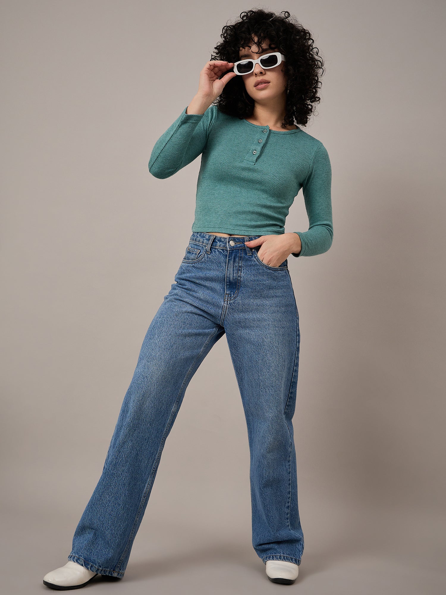 Women Green Henley - Reprise