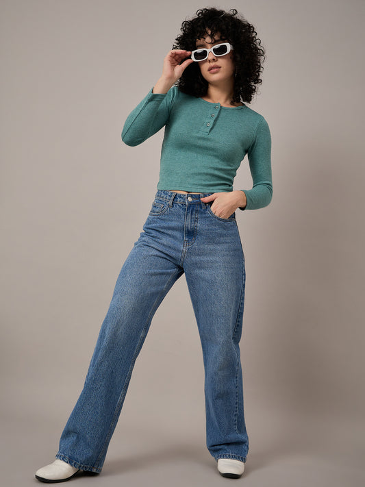 Women Green Henley - Reprise