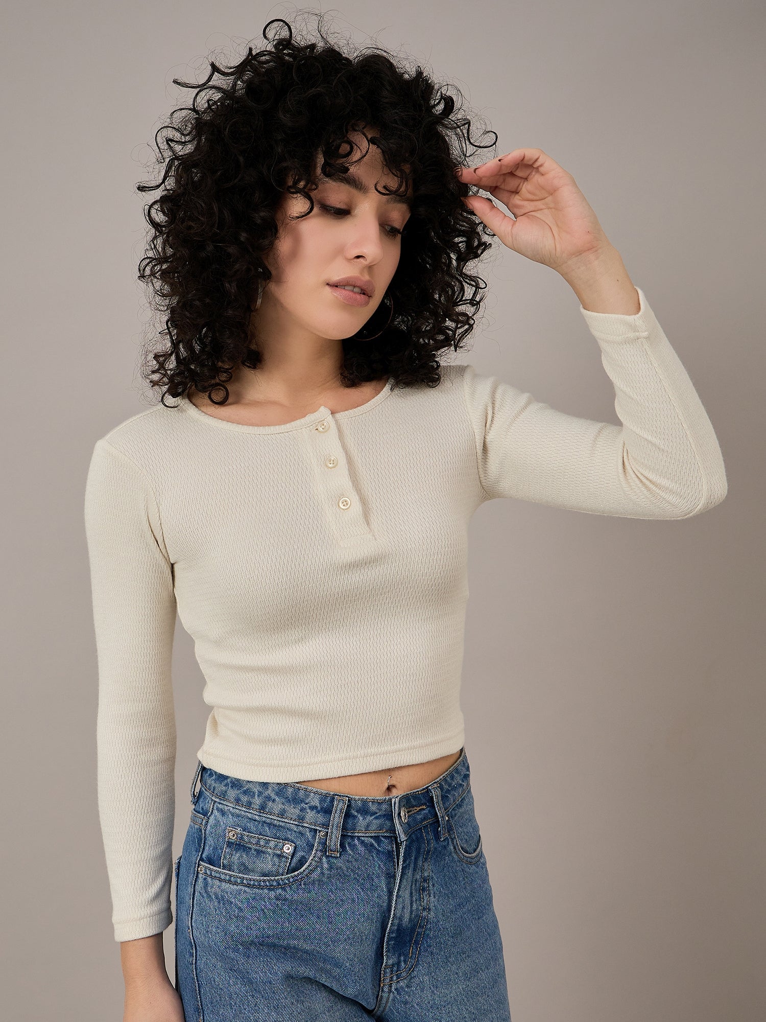 Women Off White Henley - Reprise