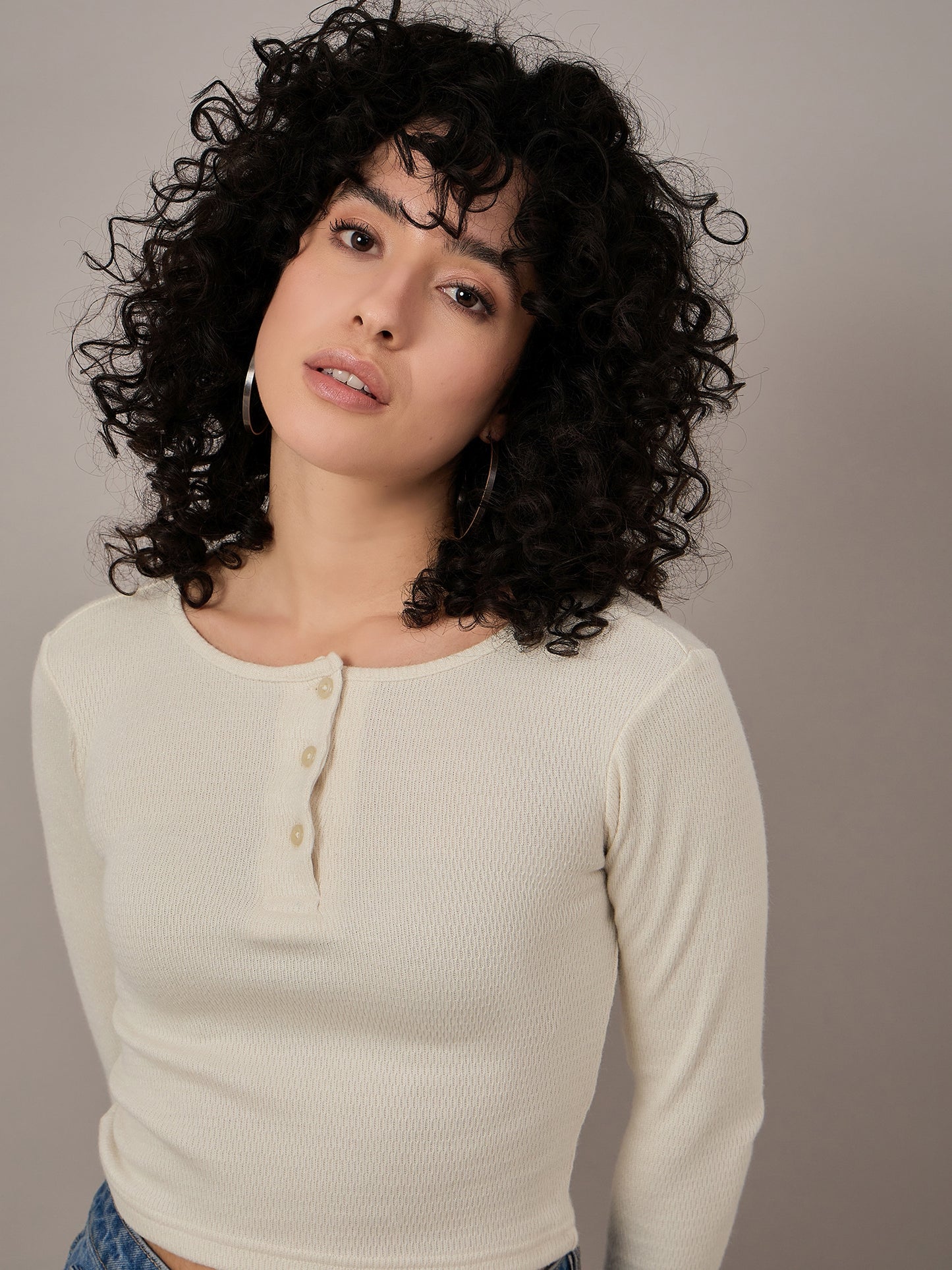 Women Off White Henley - Reprise