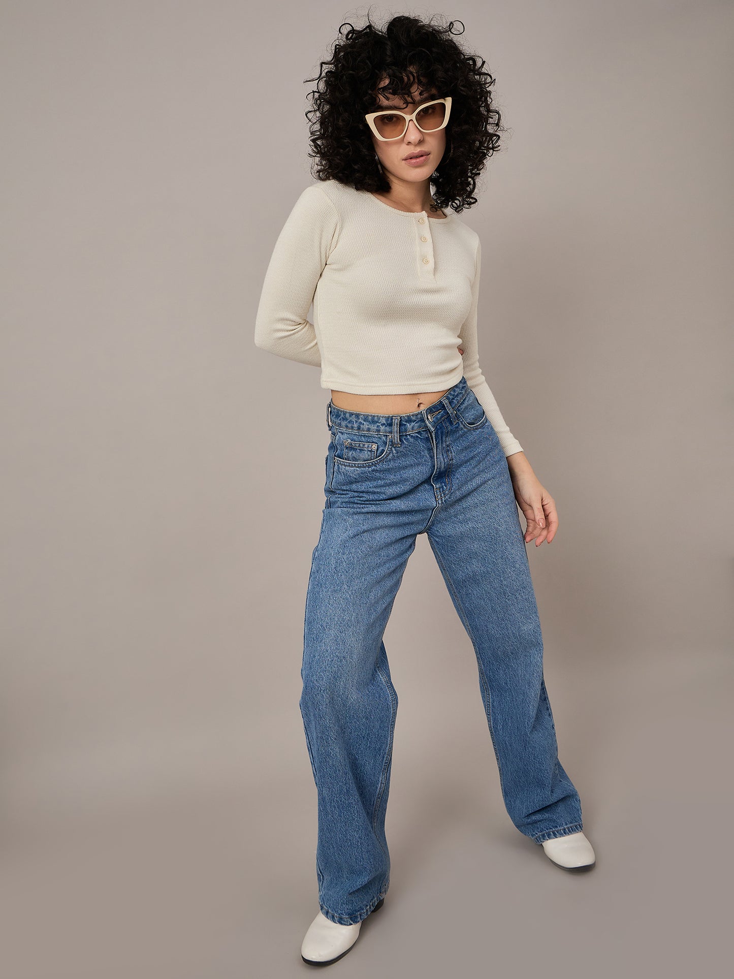 Women Off White Henley - Reprise