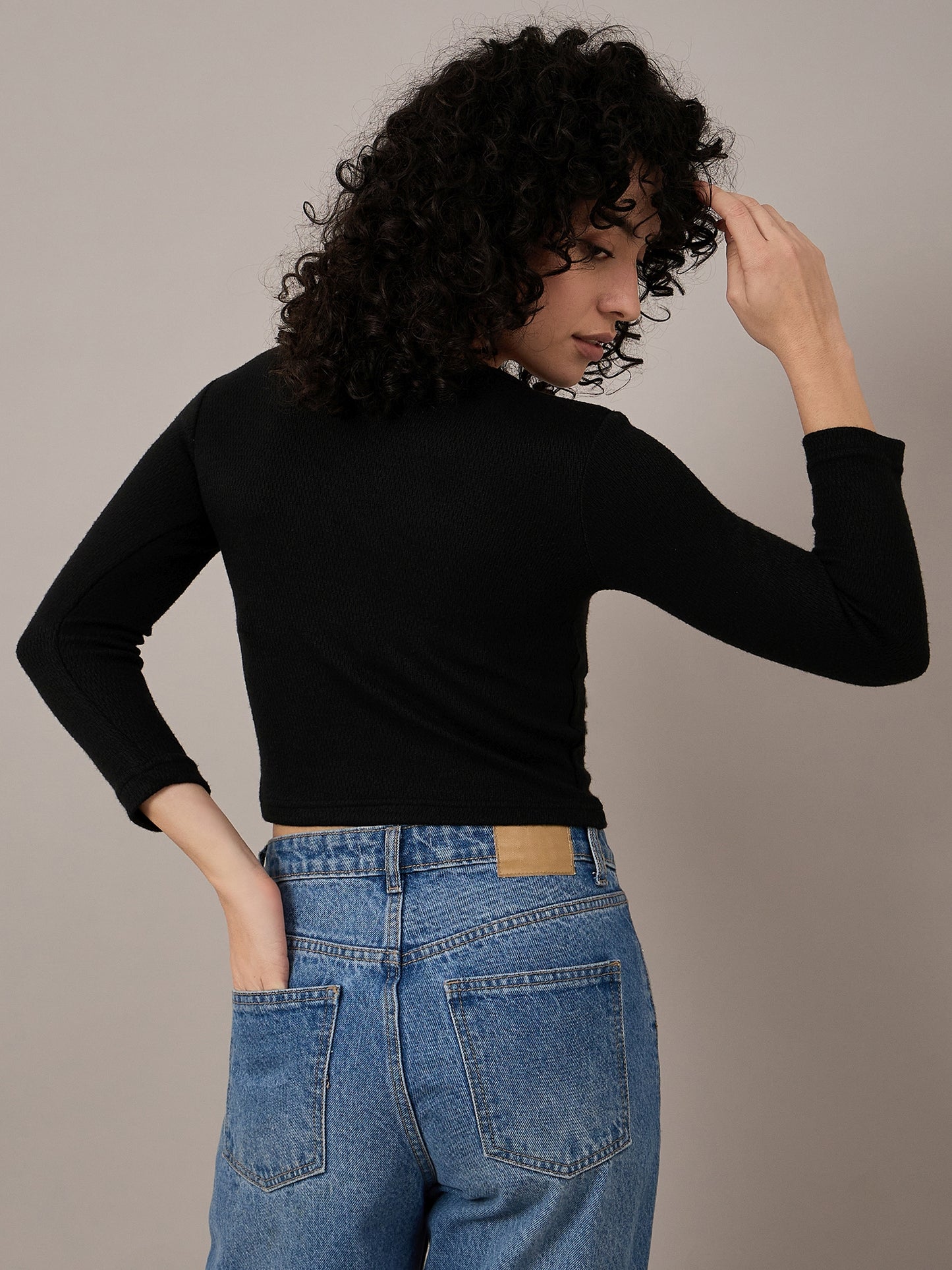Women Black Henley - Reprise