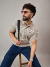 Beige Striped Polo T-Shirt