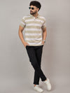 Beige Striped Polo T-Shirt