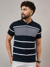 Navy Striped Polo T-Shirt