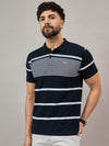 Navy Striped Polo T-Shirt