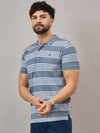 Blue Striped Polo T-Shirt