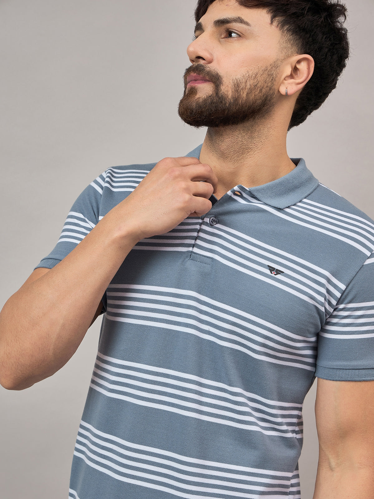 Blue Striped Polo T-Shirt