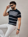 Navy Striped Polo T-Shirt