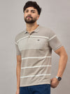 Beige Striped Polo T-Shirt