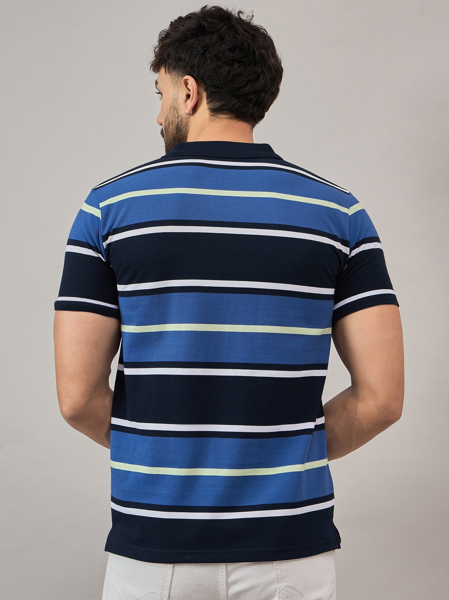 Blue Striped Polo T-Shirt
