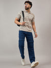 Beige Striped Polo T-Shirt