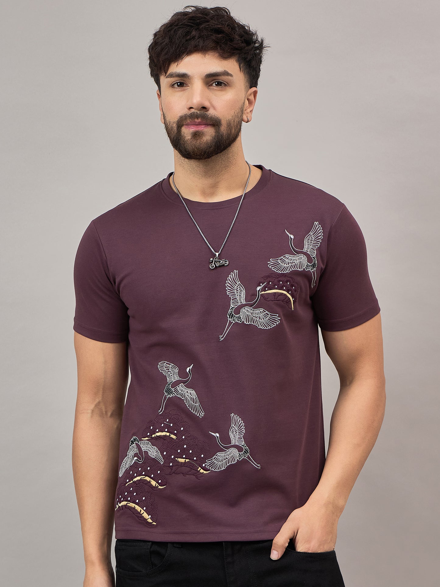 Mens Round Neck T-shirt Mauve