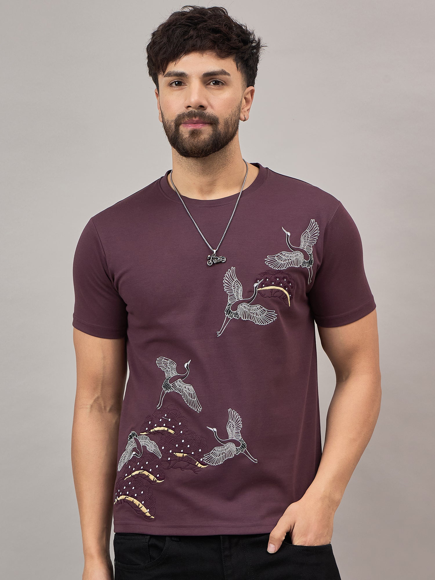 Mens Round Neck T-shirt Mauve