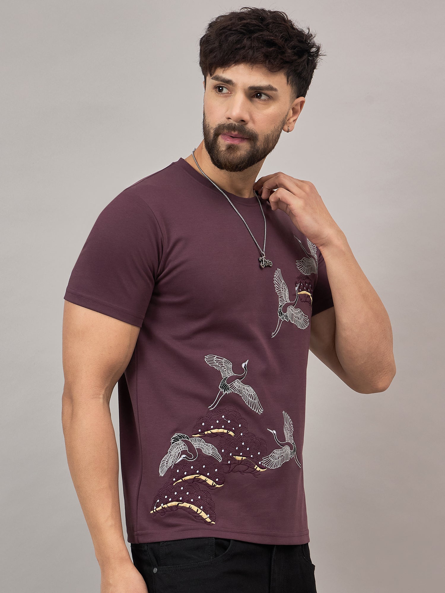 Mens Round Neck T-shirt Mauve
