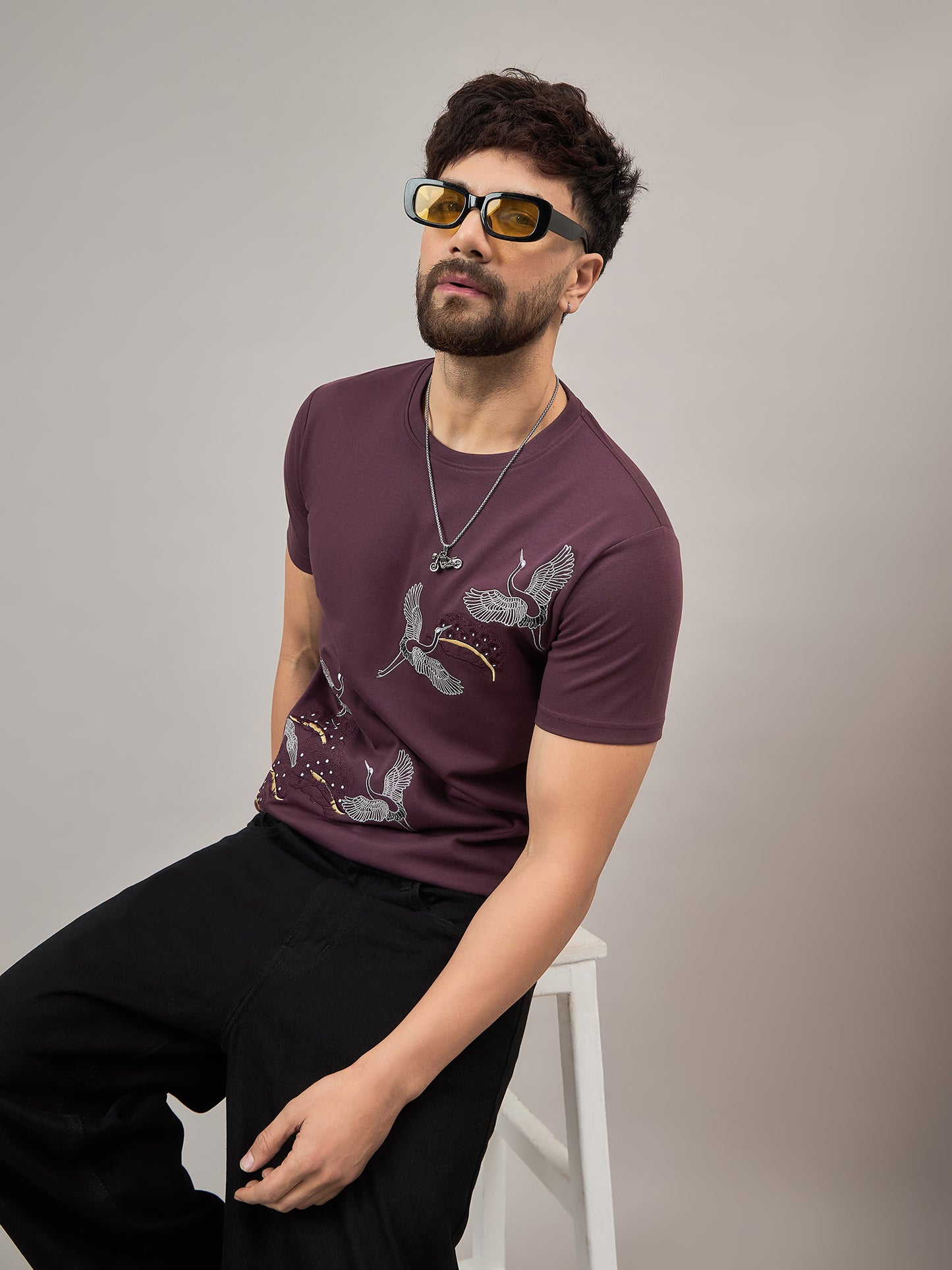 Mens Round Neck T-shirt Mauve
