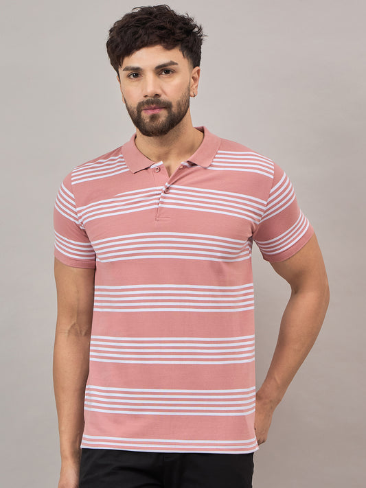 Pink Striped Polo T-Shirt